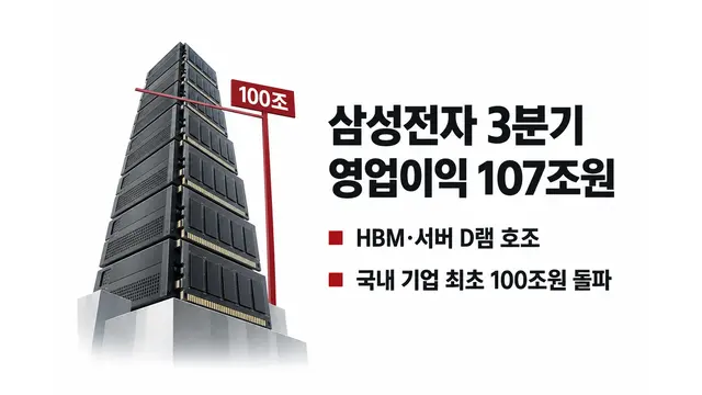 삼성전자 3분기 영업이익 107조원 — 기사 주제를 표현한 AI 생성 개념 삽화