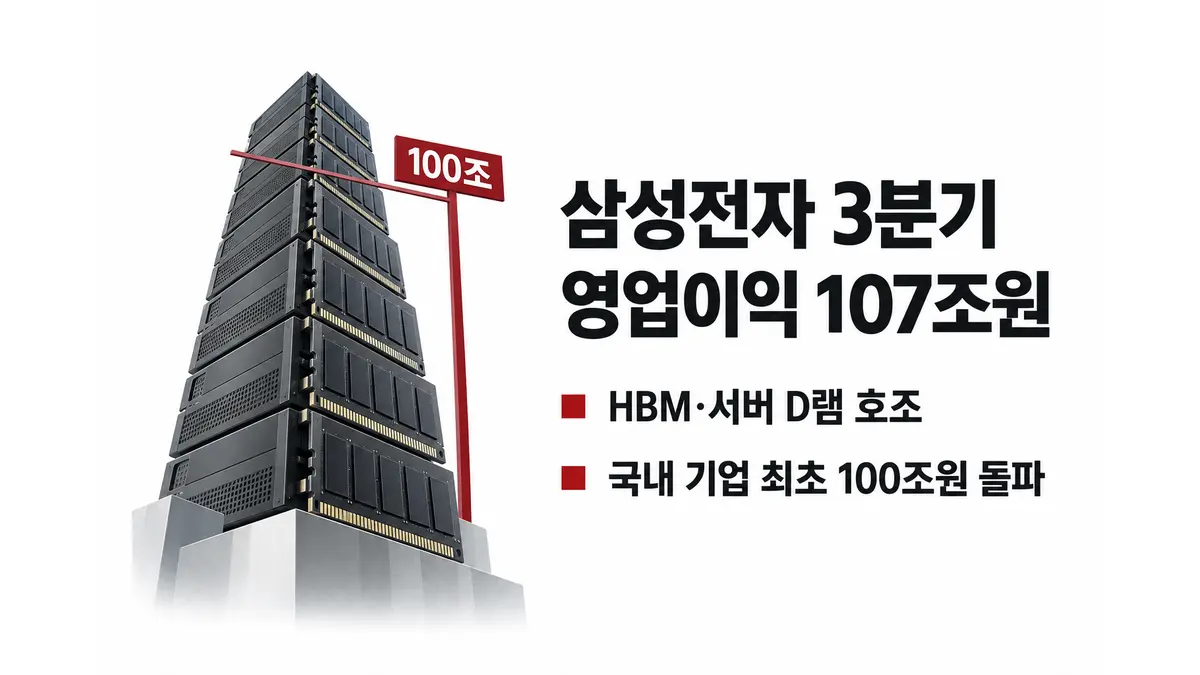 삼성전자 3분기 영업이익 107조원 — 기사 주제를 표현한 AI 생성 개념 삽화